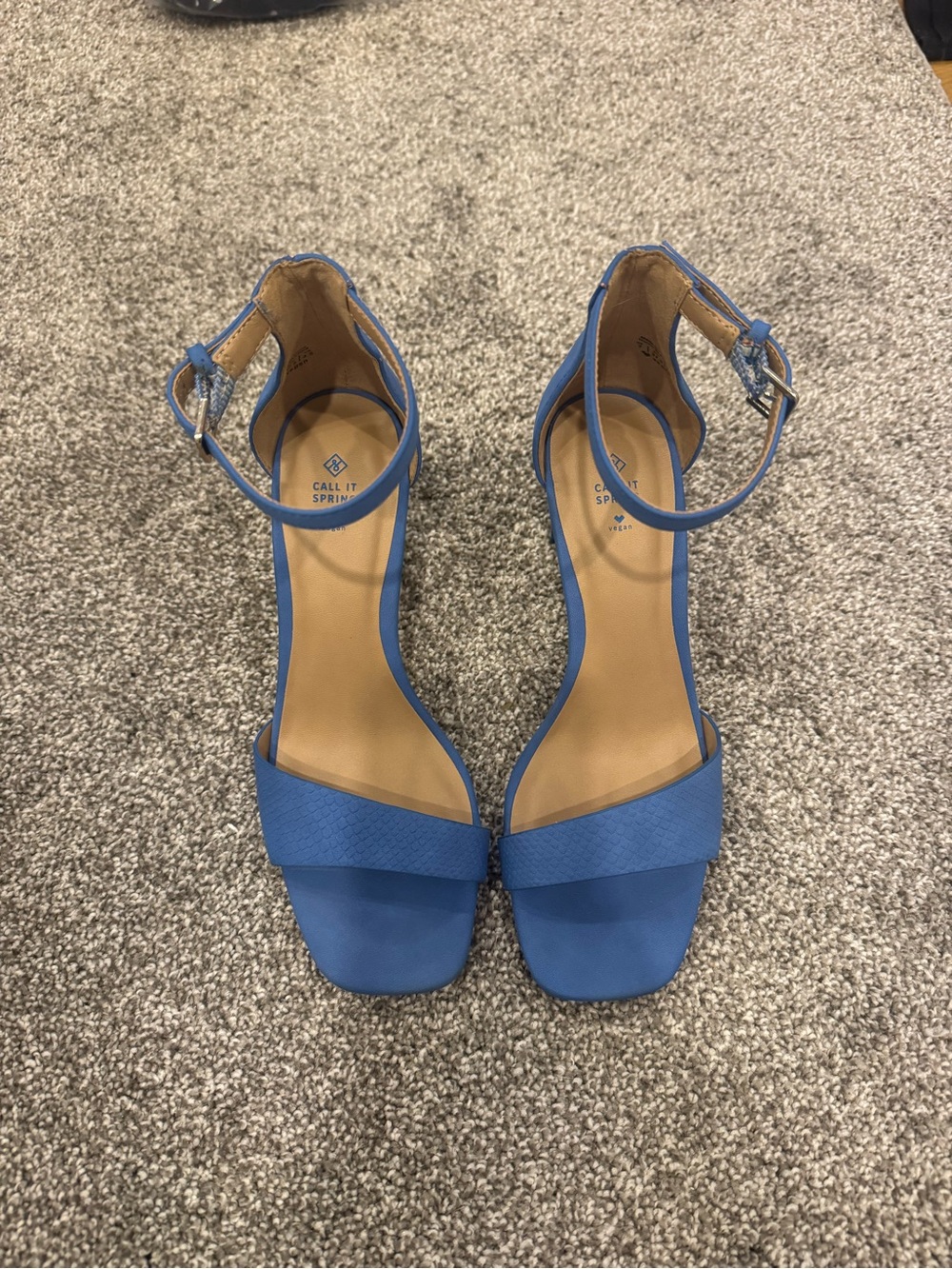Call It Spring Blue Ankle-Strap Block Heel Sandals